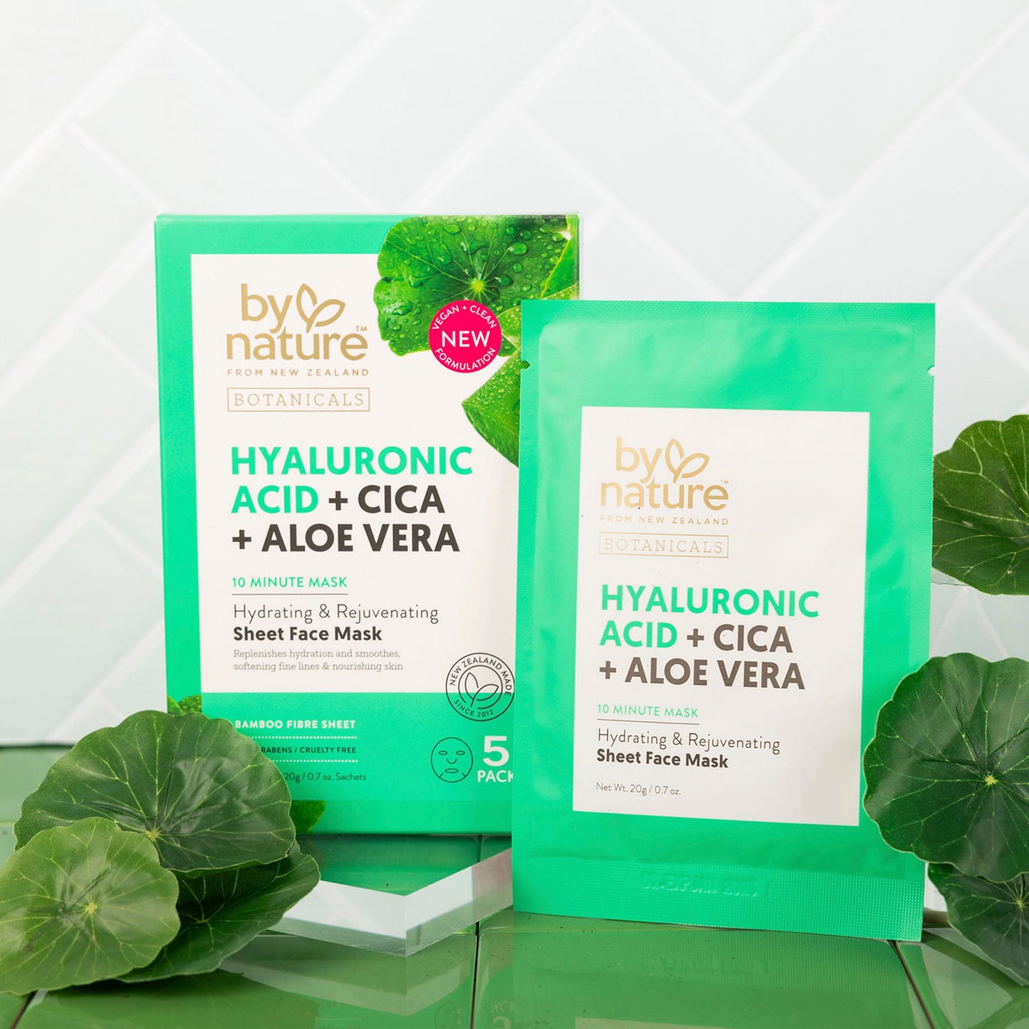 By Nature Hyaluronic Acid + Cica + Aloe Vera Face Mask - 5 Pack